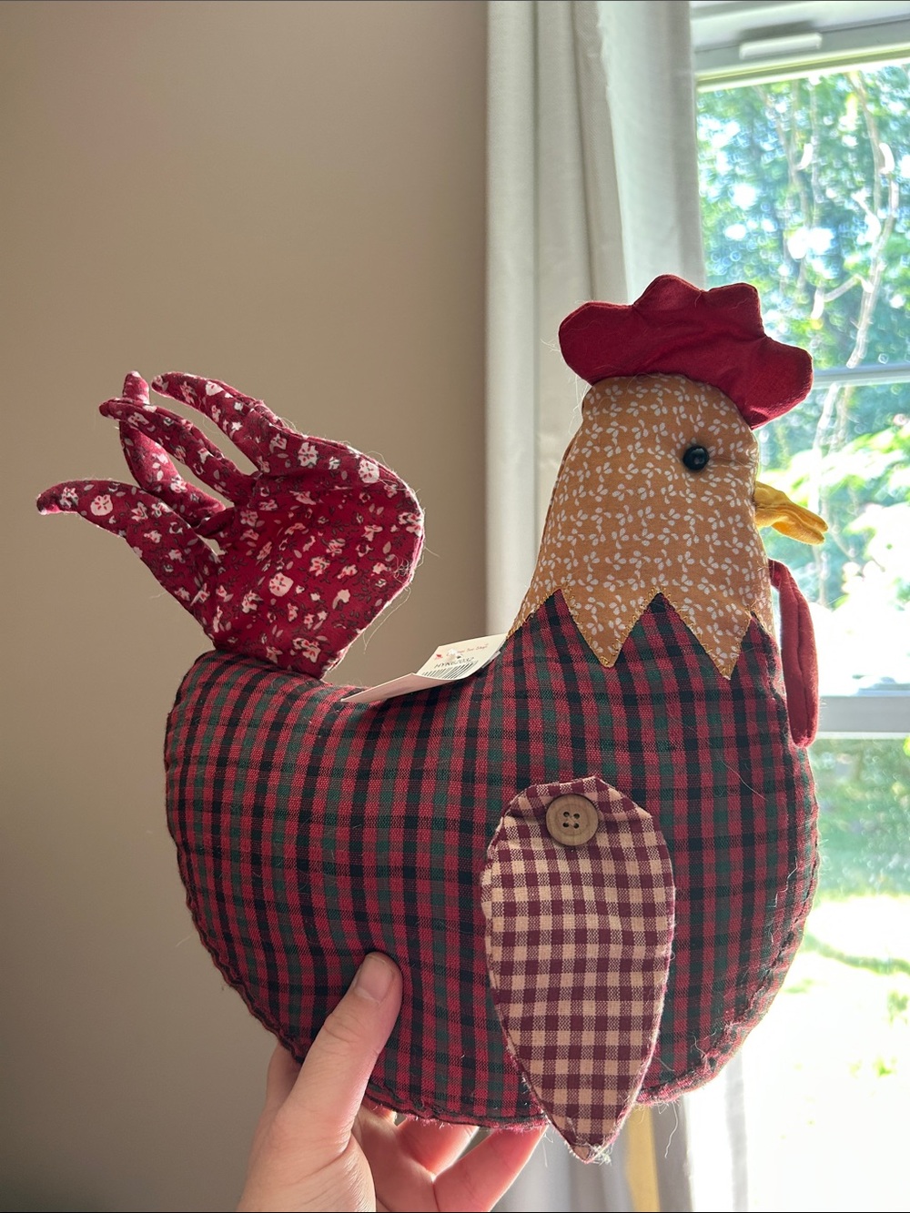Christmas Tree Shop plaid plush chicken decor